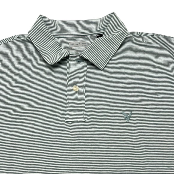 American Eagle By Payless Other - American Eagle Polo Tee Shirt Men's Large Light Green White Striped Standard Fit